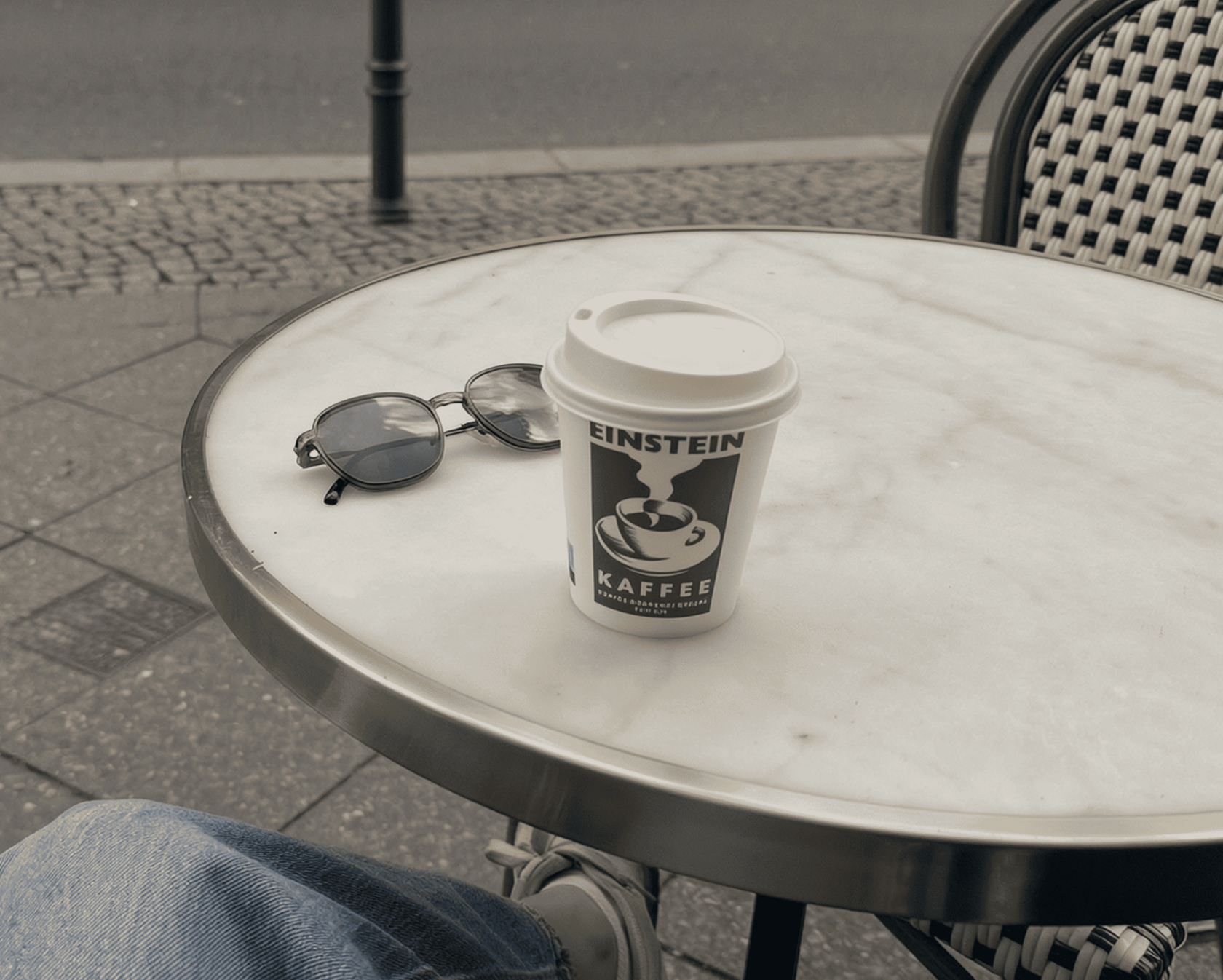 Cafe table lifestyle scene from Lena Zhylich content